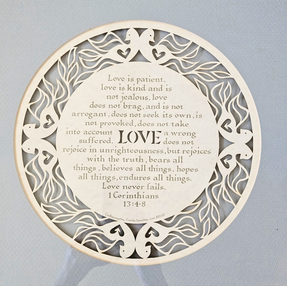 Framed 1 Corinthians 13 Love Chapter Laser Art Design by Cindy Jacobs Ltd 1988 - Picture 2 of 10